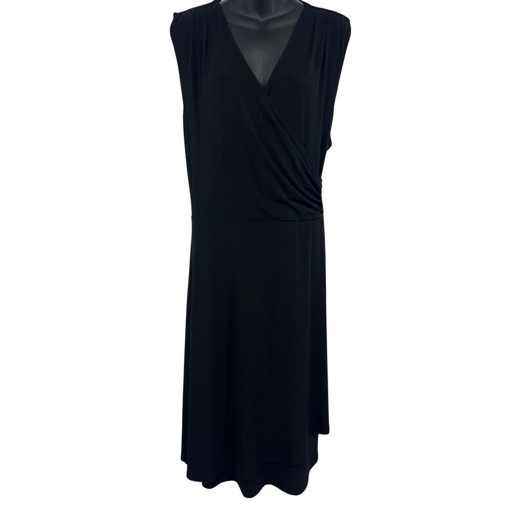 41 Hawthorn Faux Wrap Black Dress Plus Size 2X Sleeveless Stretch Women NWT New